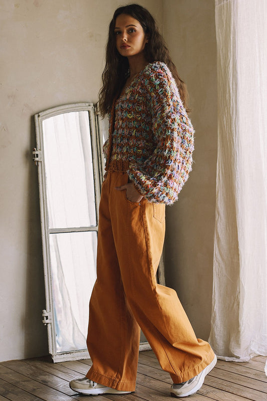 Hand Made Multicolored Button-down Cardigan