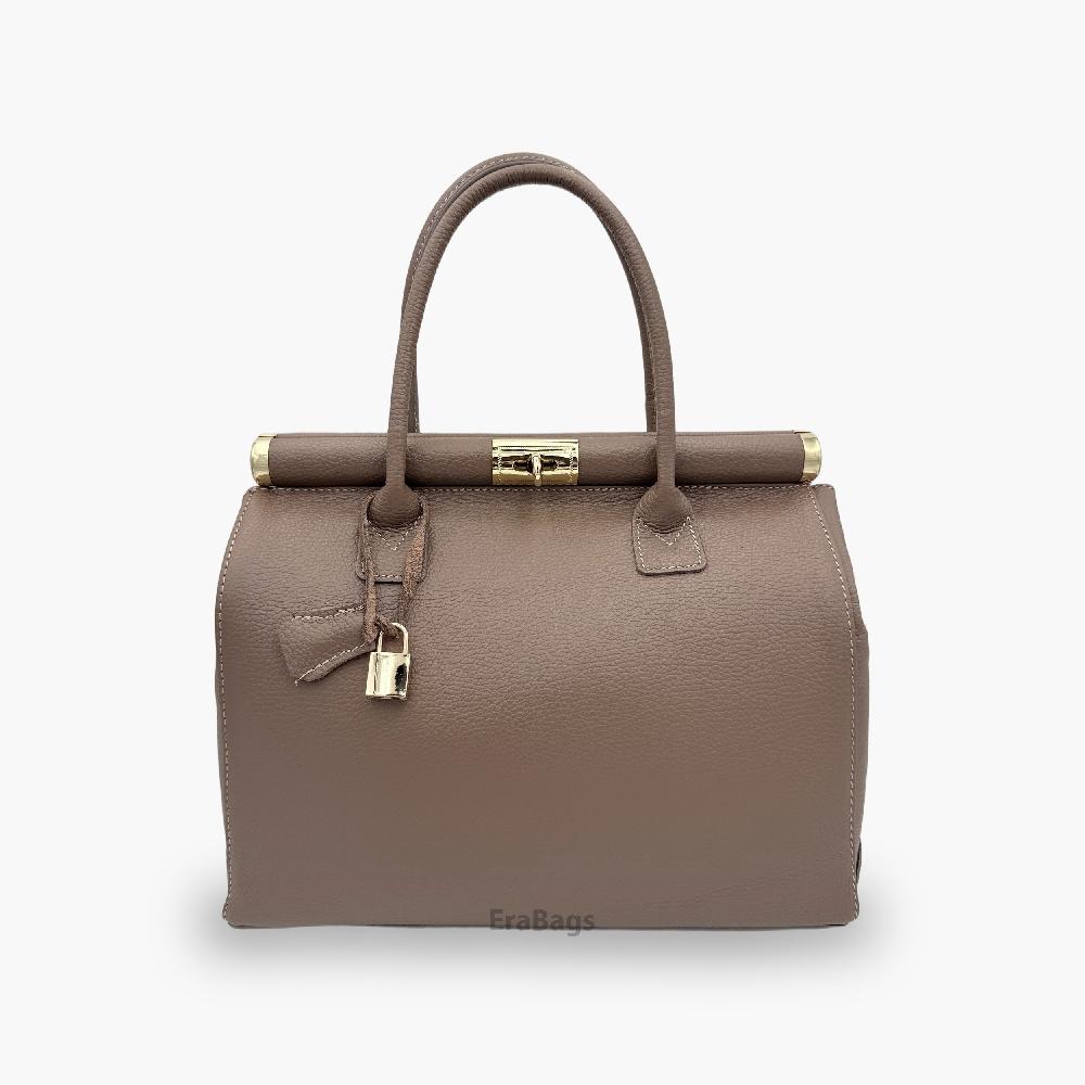 Italian Leather Structured Top-Handle Satchel