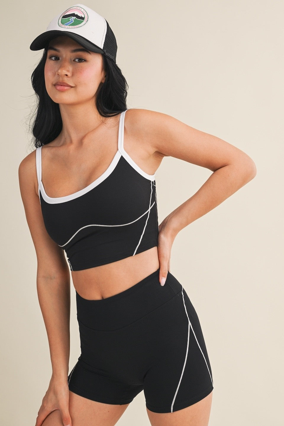 Contrast Contour Crop Sports Bra Top (Matching Set with High Rise Active Countour Leggings)