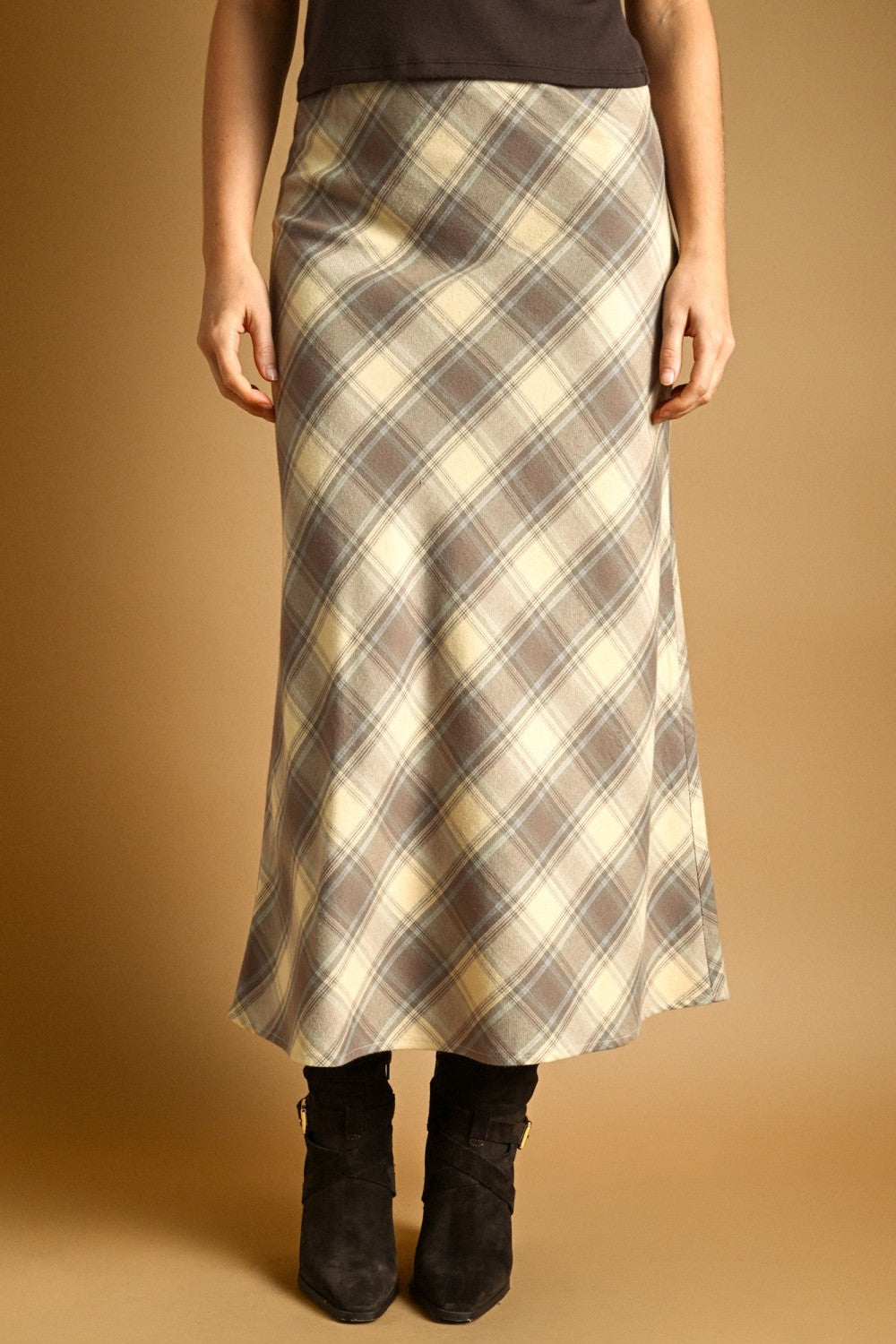 Plaid Stretch Maxi Skirt
