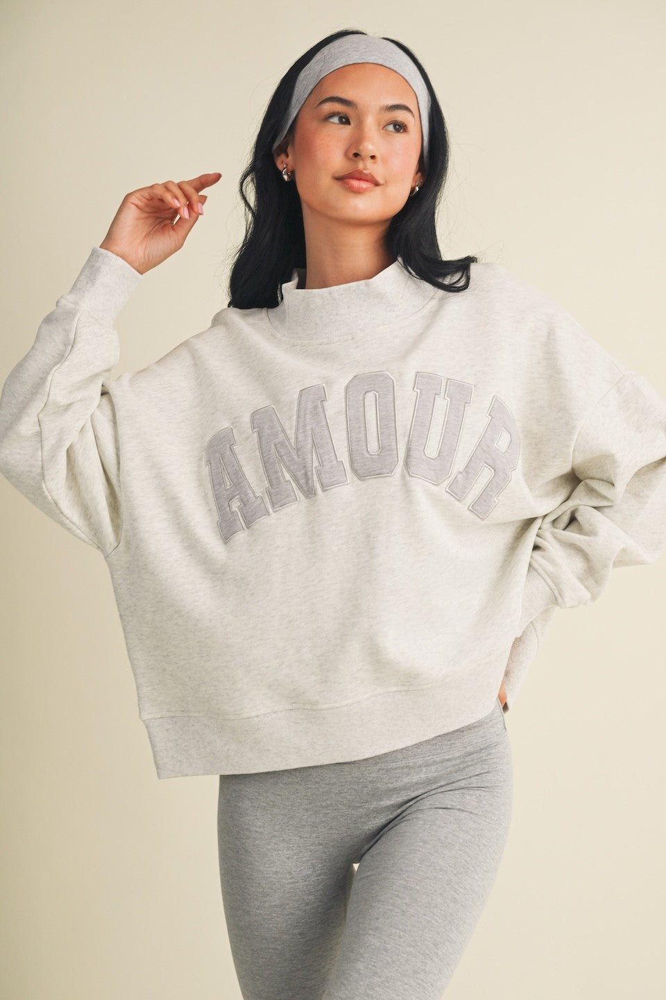 Amour Oversized Mock Neck Sweatshirt