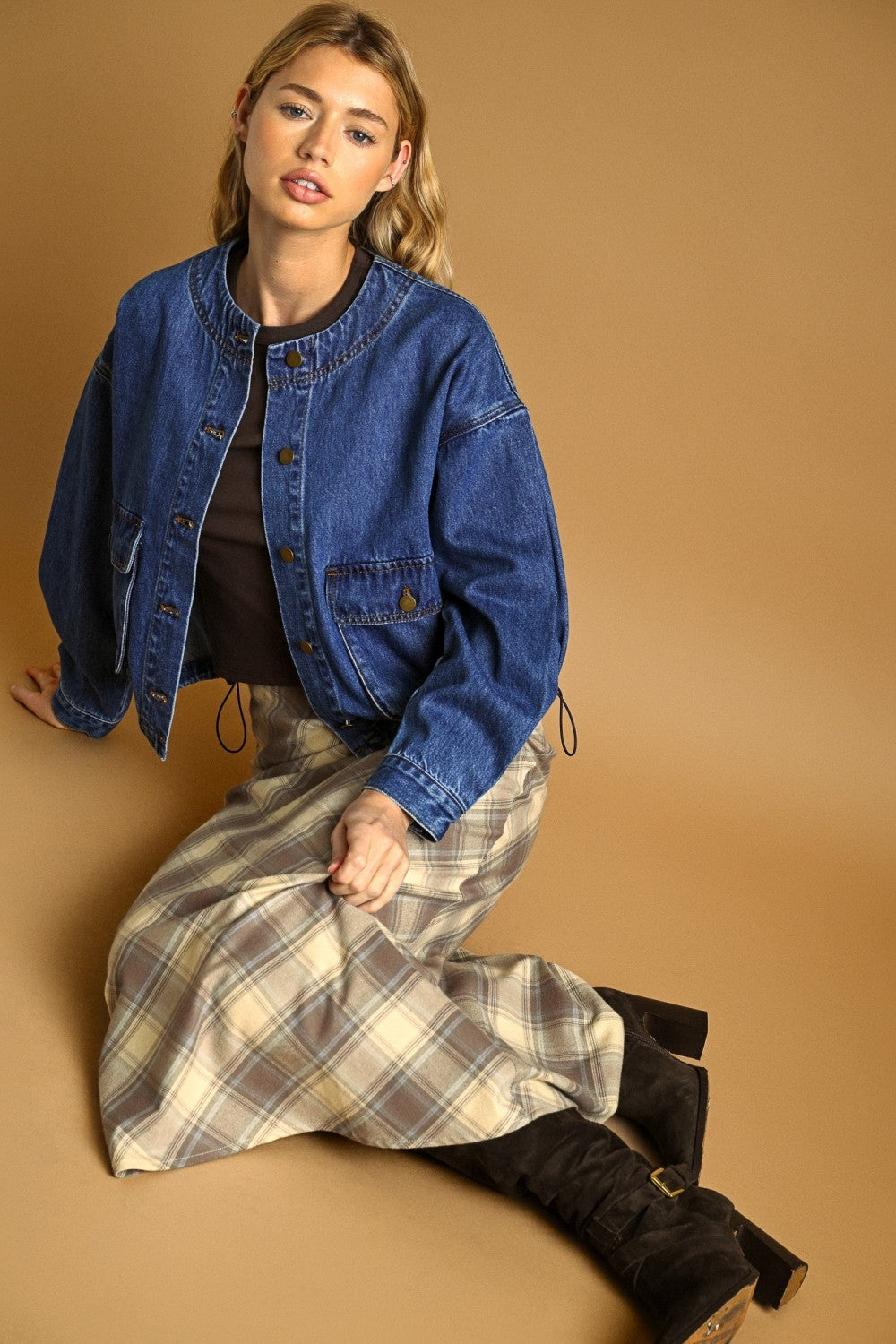 Plaid Stretch Maxi Skirt