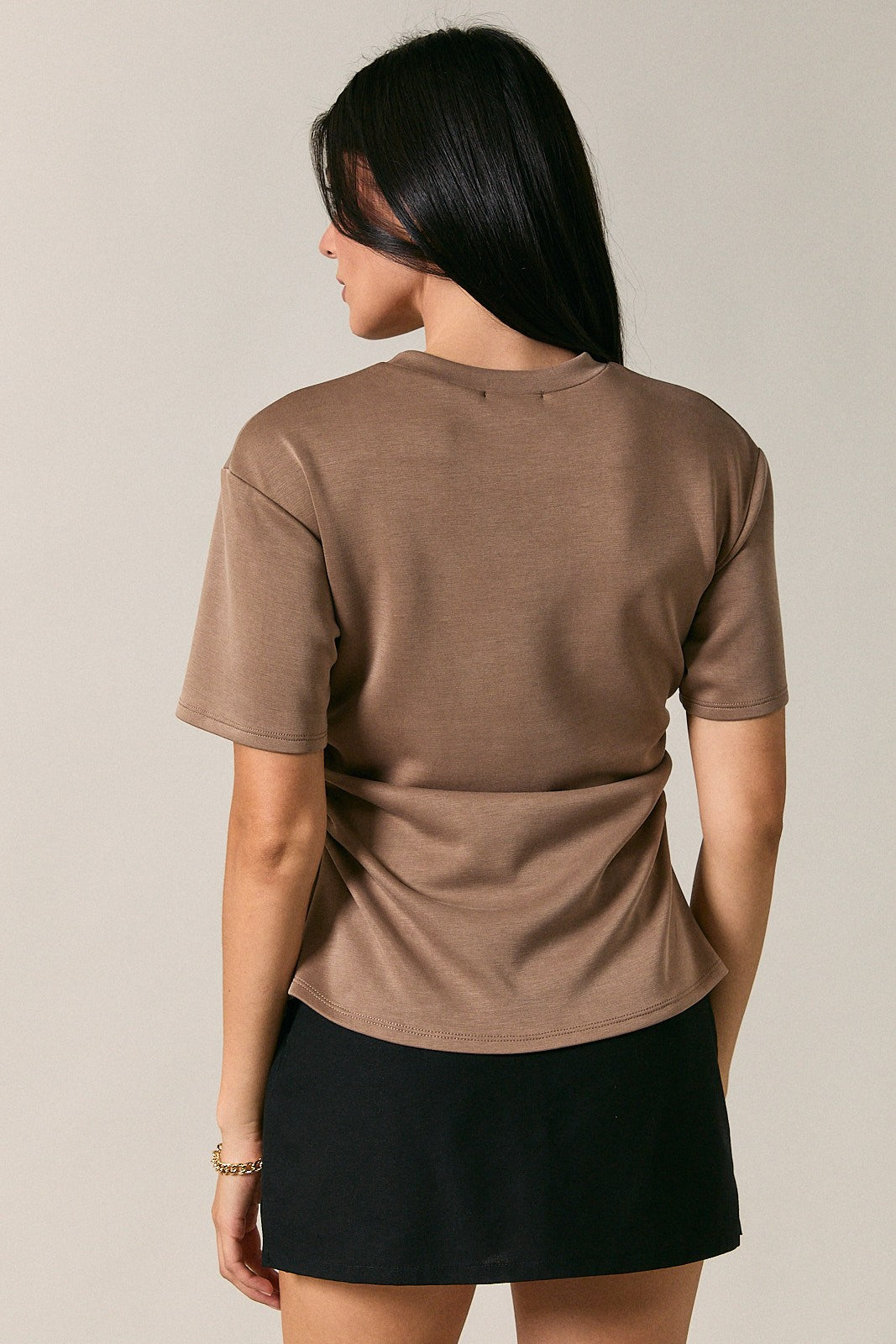 Soft Crew Neck Ruched Top
