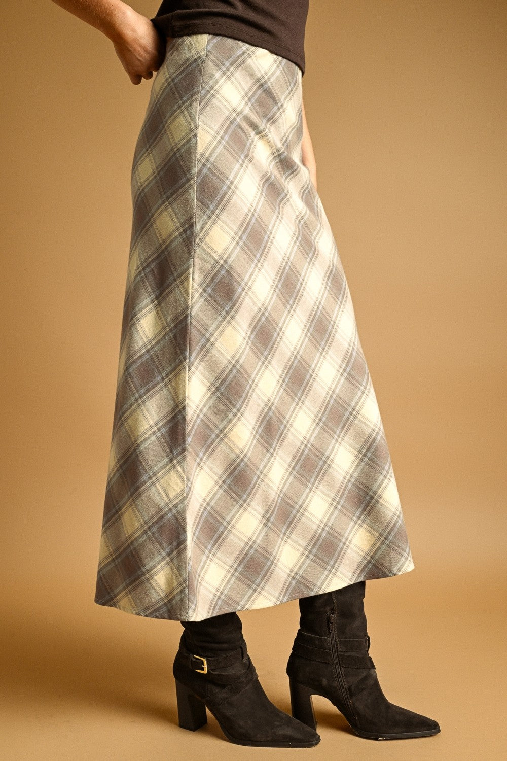 Plaid Stretch Maxi Skirt