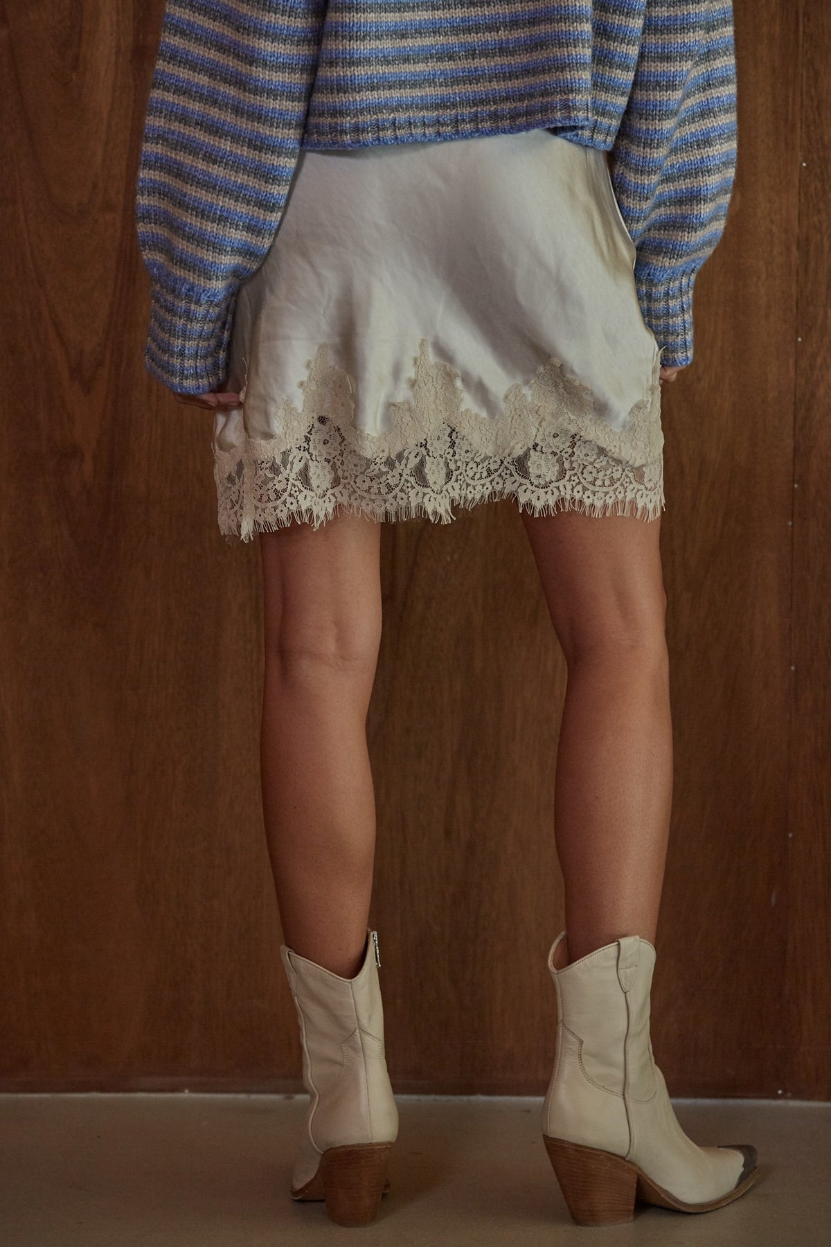 Satin Lace Mini Skirt