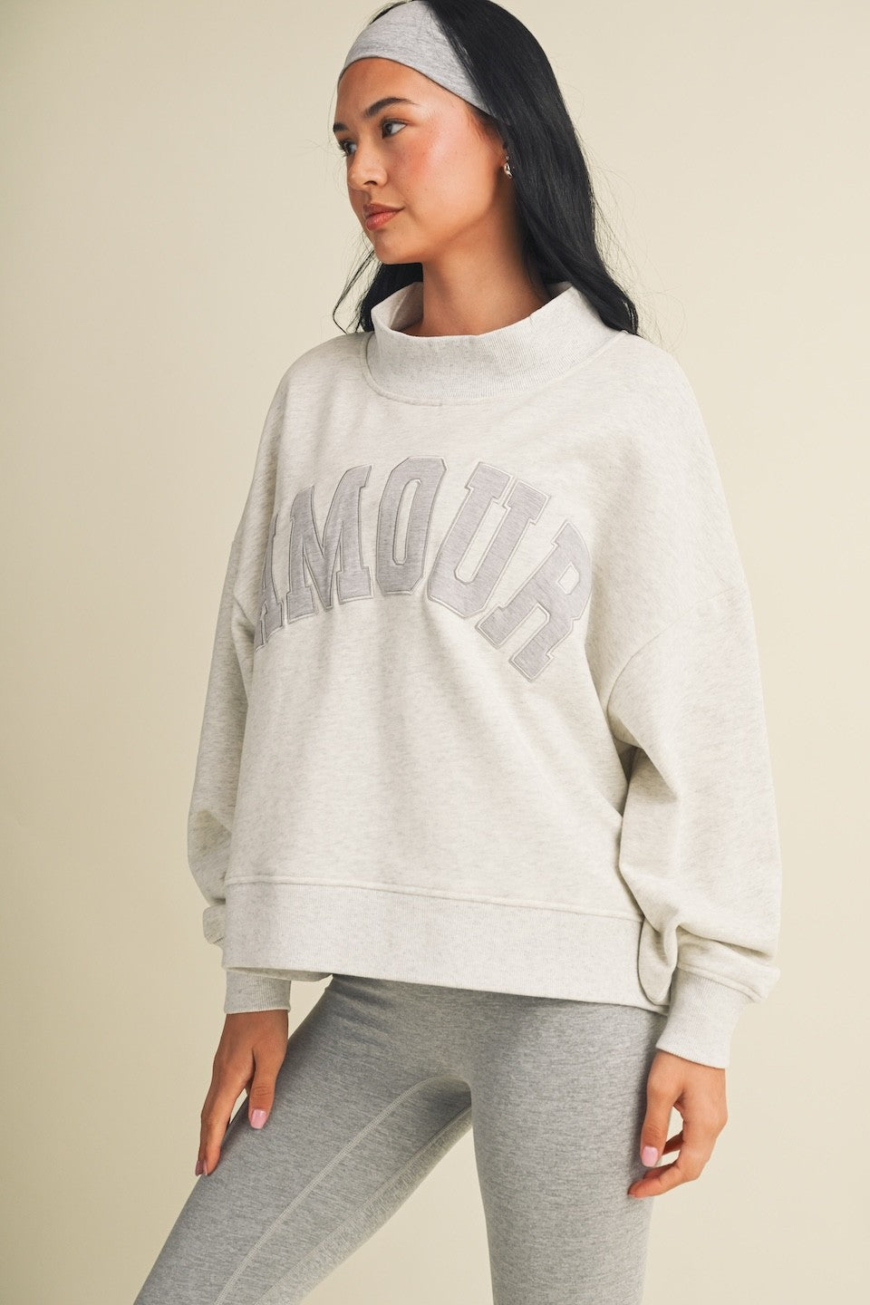 Amour Oversized Mock Neck Sweatshirt