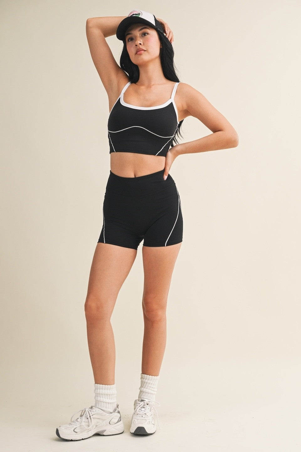 Contrast Contour Crop Sports Bra Top (Matching Set with High Rise Active Countour Leggings)