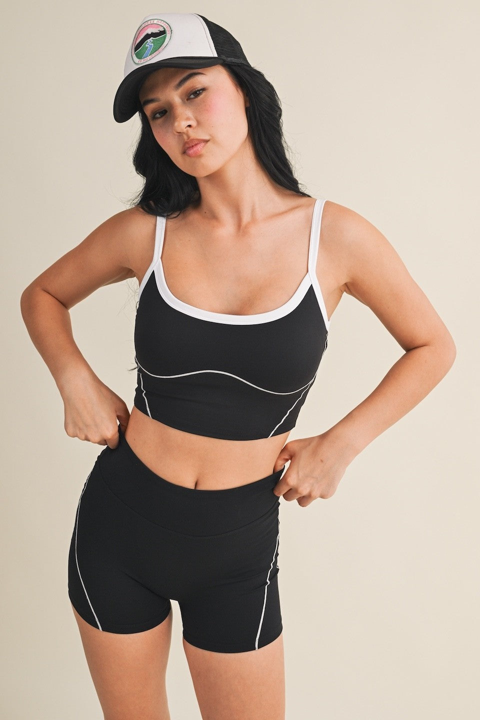 Contrast Contour Crop Sports Bra Top (Matching Set with High Rise Active Countour Leggings)