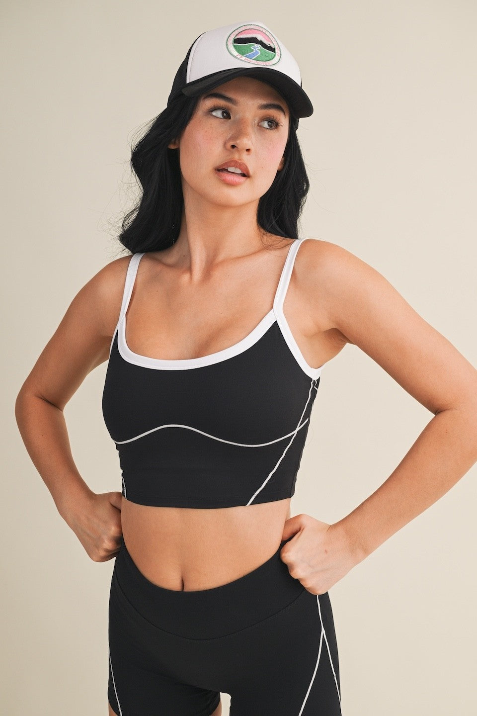 Contrast Contour Crop Sports Bra Top (Matching Set with High Rise Active Countour Leggings)