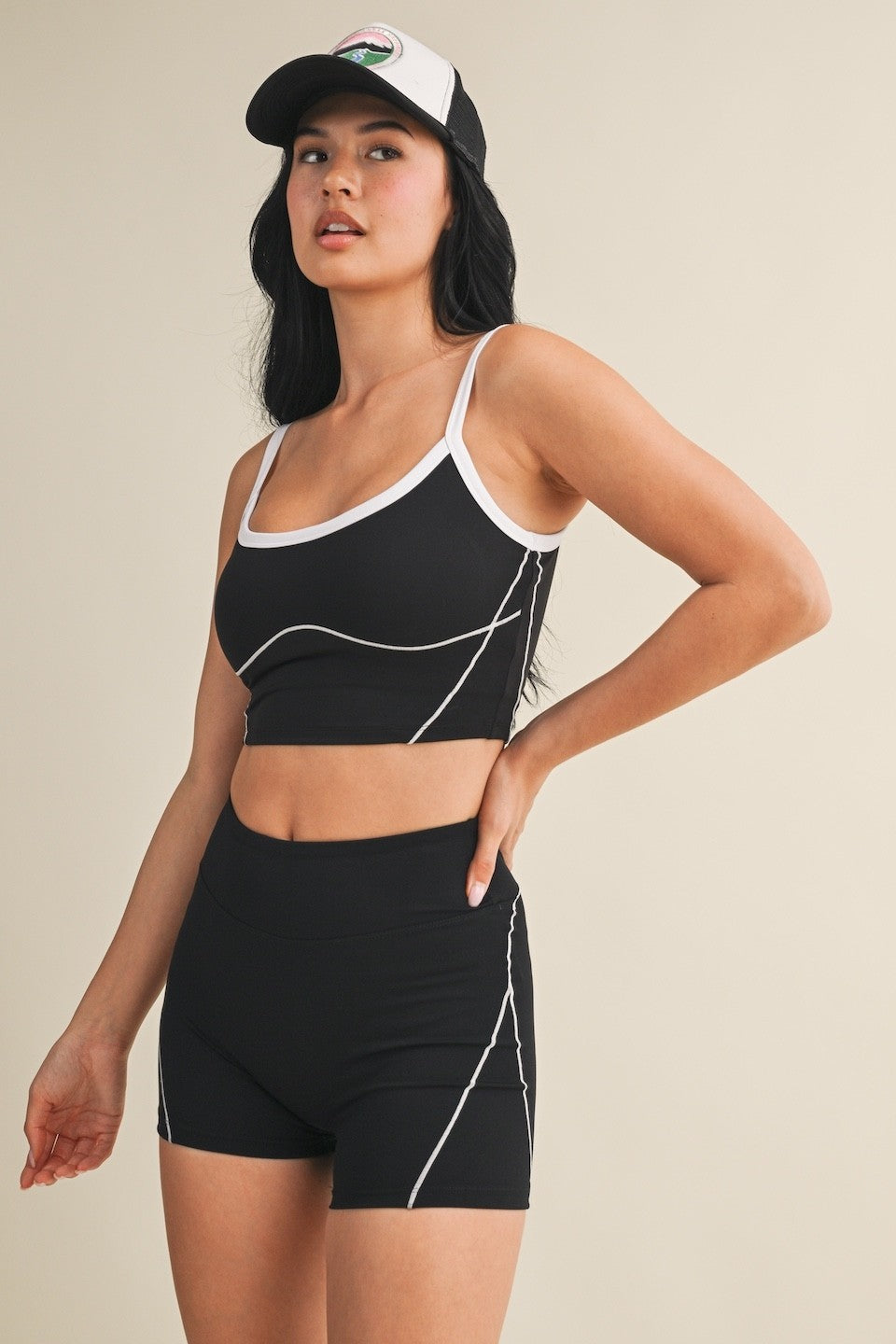 Contrast Contour Crop Sports Bra Top (Matching Set with High Rise Active Countour Leggings)