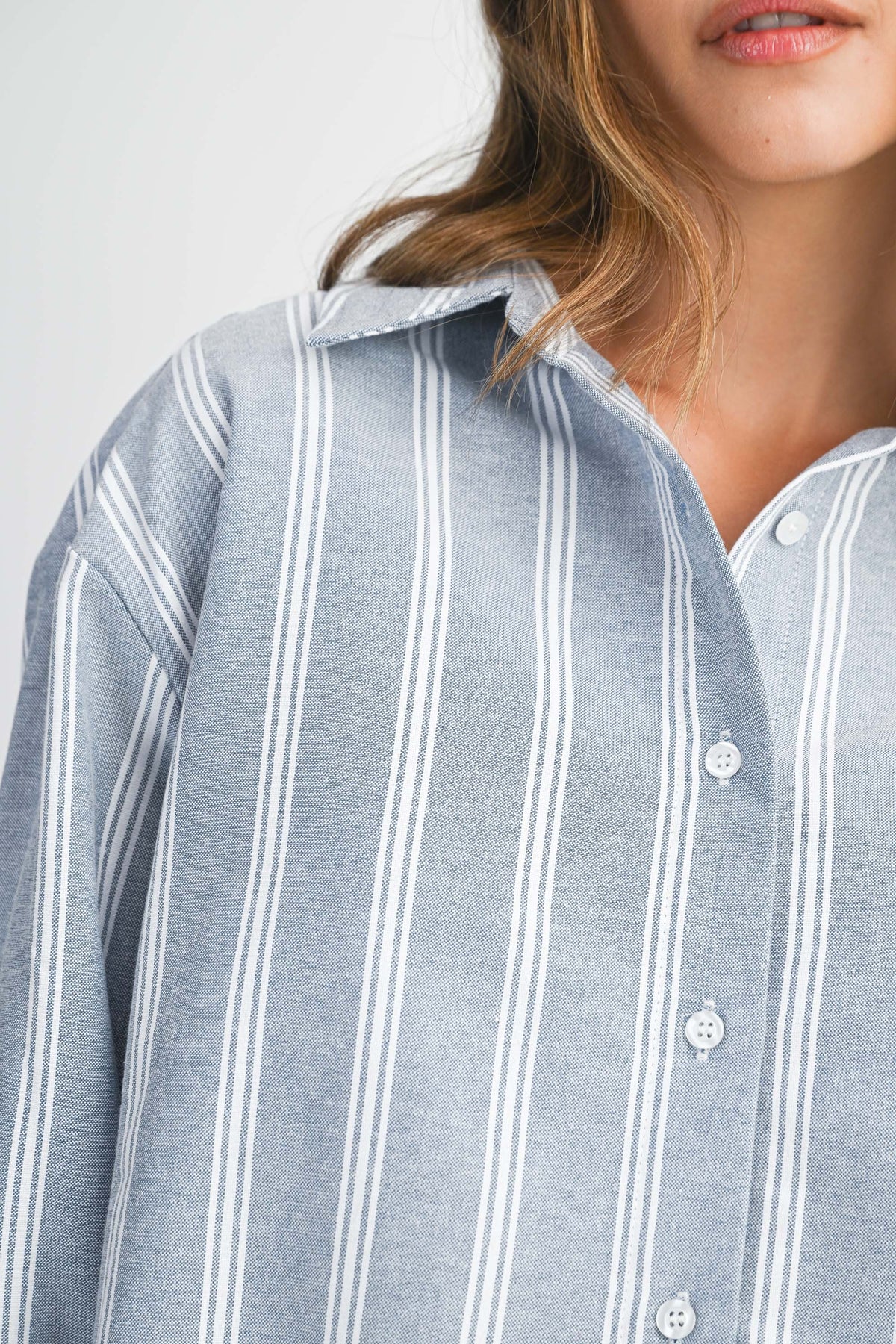 Pin Stripe Button Down Shorts Set