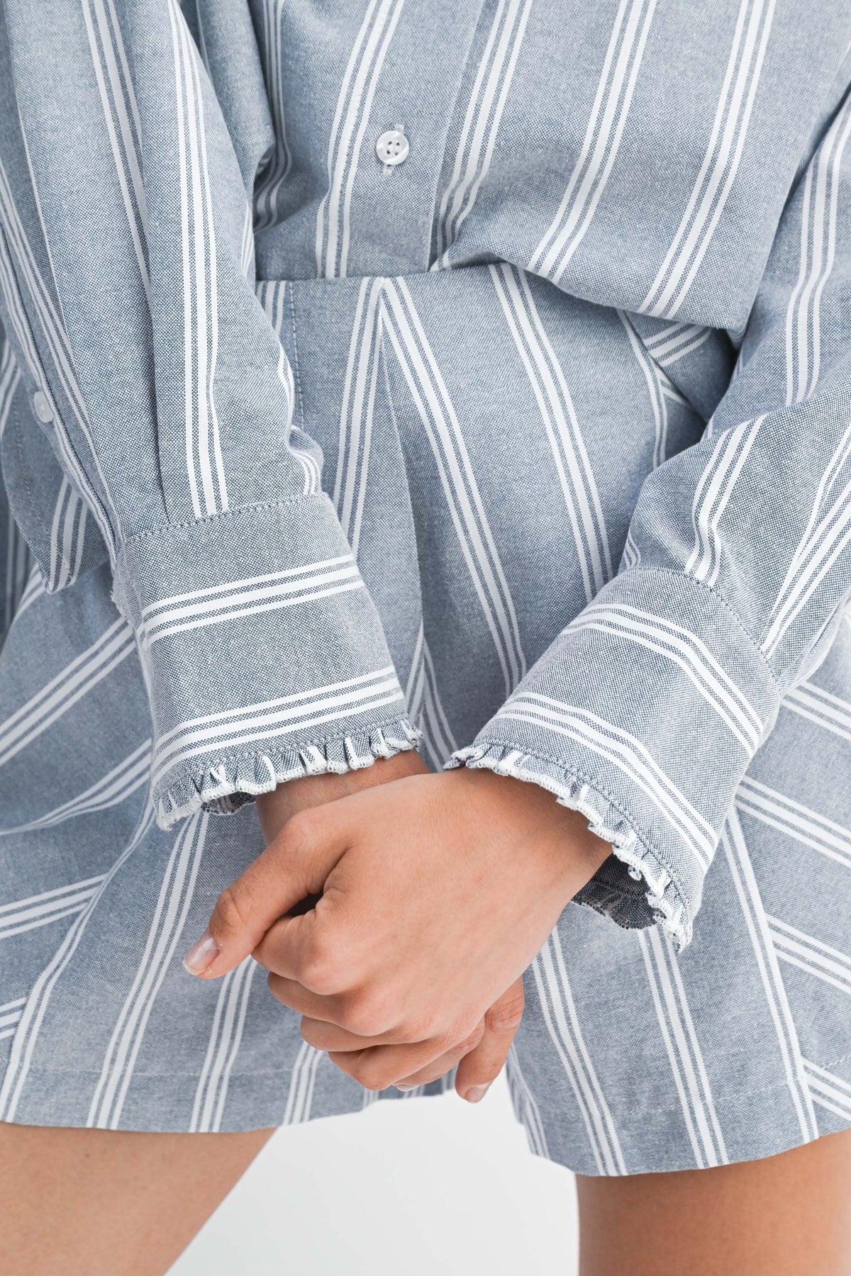 Pin Stripe Button Down Shorts Set