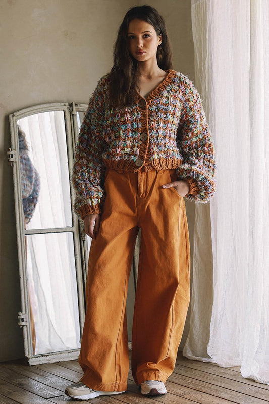 Hand Made Multicolored Button-down Cardigan