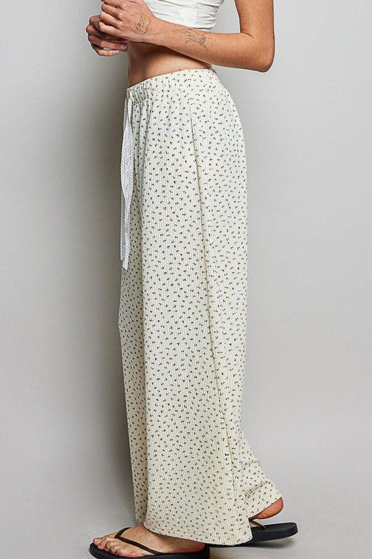 Ditsy Floral Wide-Leg Tie-Waist Pants
