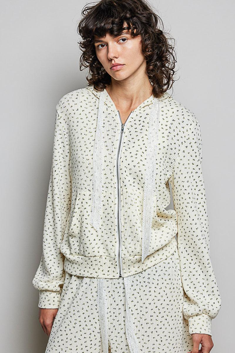 Ditsy Floral Button-Front Bomber Jacket